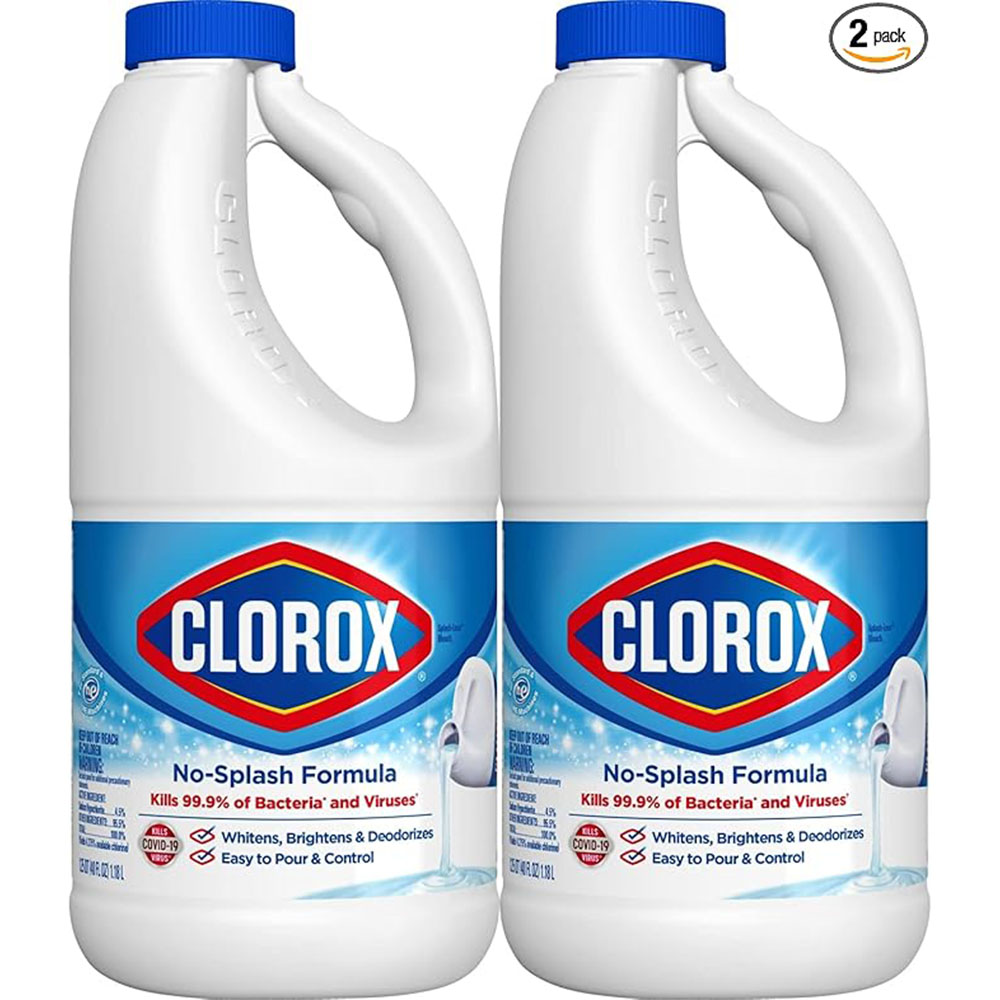 Clorox Splash-Less Bleach1, Disinfecting Bleach Kills 99.9% of Bacteria and Viruses- Pack of 2