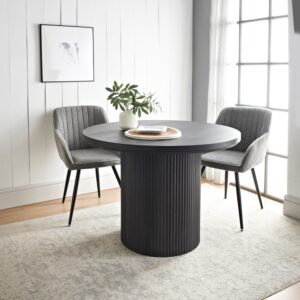 Ezra Dining Table with Panelled Base - Black
