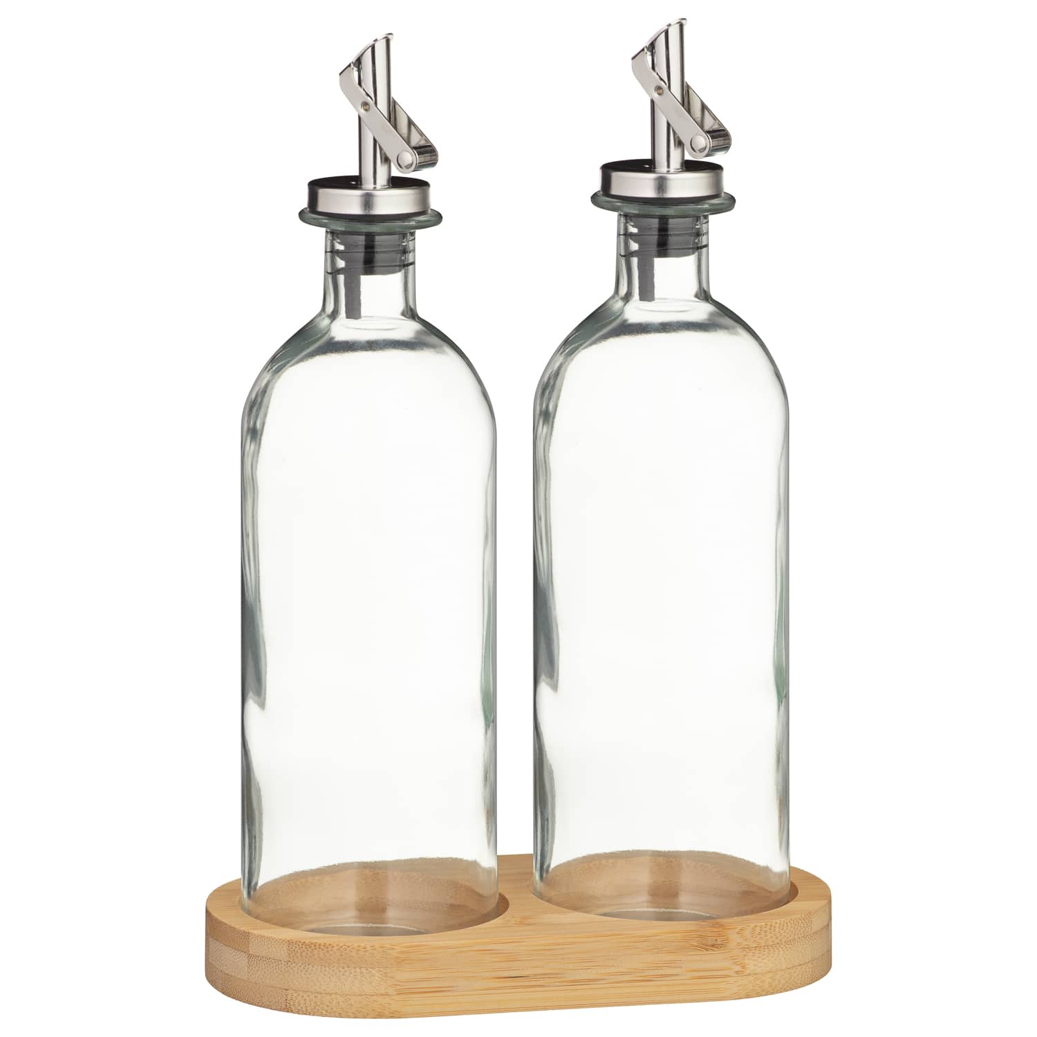 431467-set-of-2-glass-oil-vinegar-bottles-on-bamboo-stand