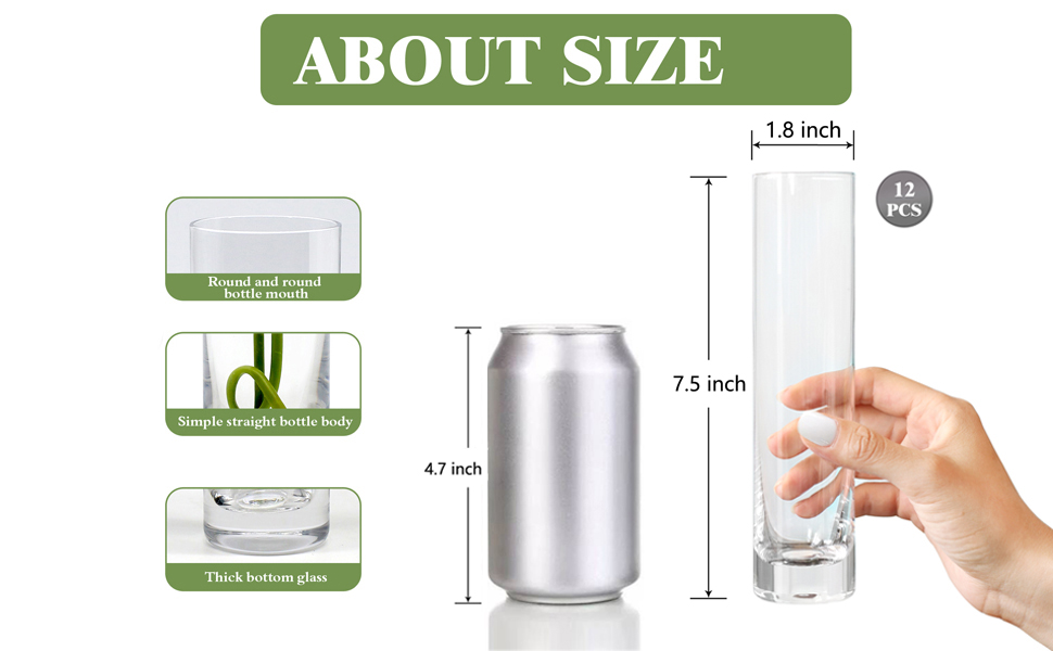 Set of 12 Clear Small vases