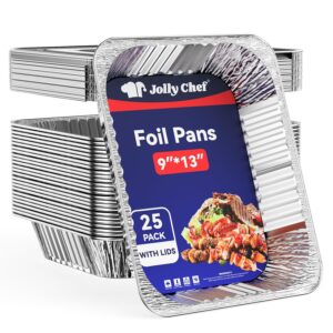 JOLLY CHEF 9x13 Aluminum Foil Pans (30 Pack) - Disposable Half Size Deep Steam Foil Pans for Roasting Turkey, Lasagna, Casseroles - Thanksgiving, Christmas, Parties, Catering