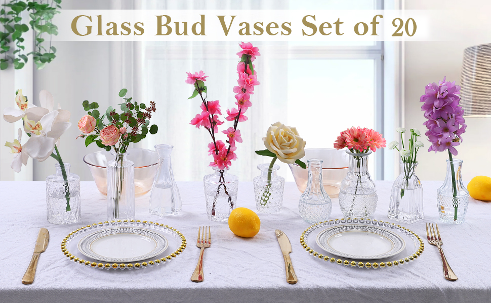 Set of 20 glass vases