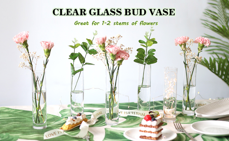 12 pc glass bud vases