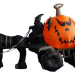 11.5 Foot Long Inflatable Grim Reaper Driving Pumpkin Carriage