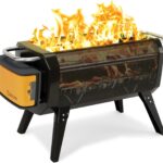 Smoke-free outdoor wooden and charcoal-burning fire pit, equipped with Bluetooth function, rechargeable, with a capacity of 12800 milliampere-hours, and the interface is USB-A.
