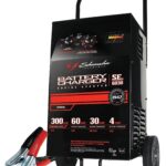 Schumacher Electric Wheeled Battery Charger and Engine Starter, SC1446, 2-in-1, manual timer control, 300 crank amps, 6 volts, 12 volts, for car, SUV, truck and Marine batteries