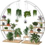 Metal Plant Stand Creative Half Moon Shape Ladder Flower Pot Stand Rack(2 Pack)