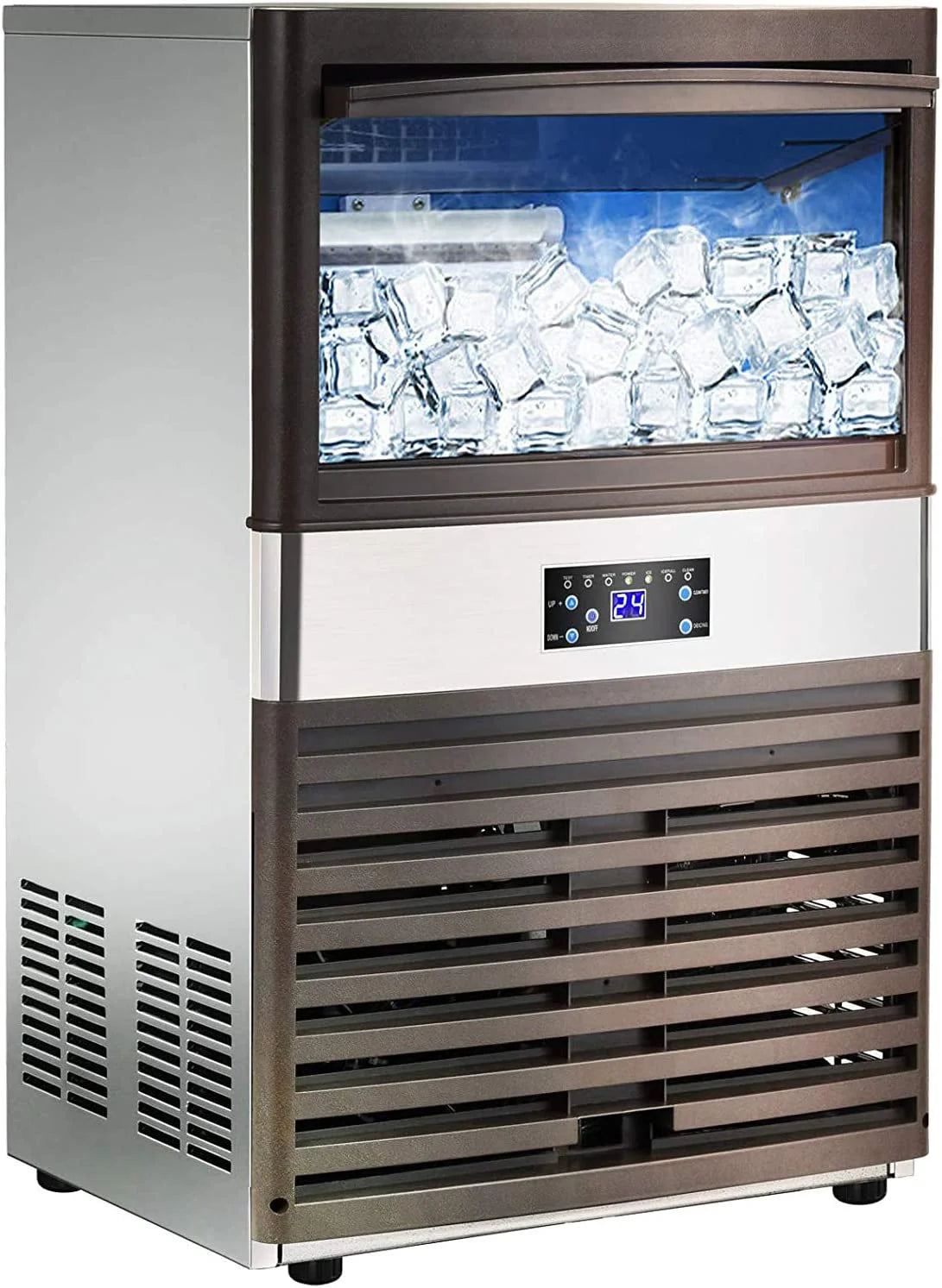 YUTGMasst Commercial Ice �� 110LBS/24H Stainless Steel Free-Standing Ice Machine Maker Air Cooling Ice