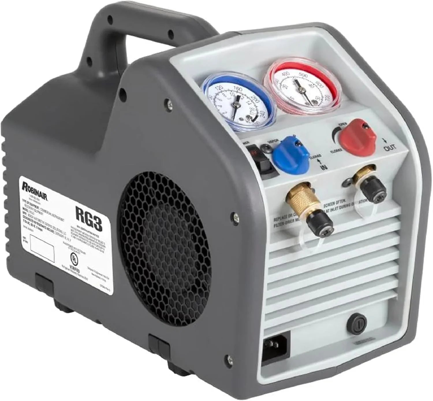 (Portable Refrigerant Recovery Machine �� 115V, 60Hz, for Both Liquid and Vapor Refrigerant, White-Robinair